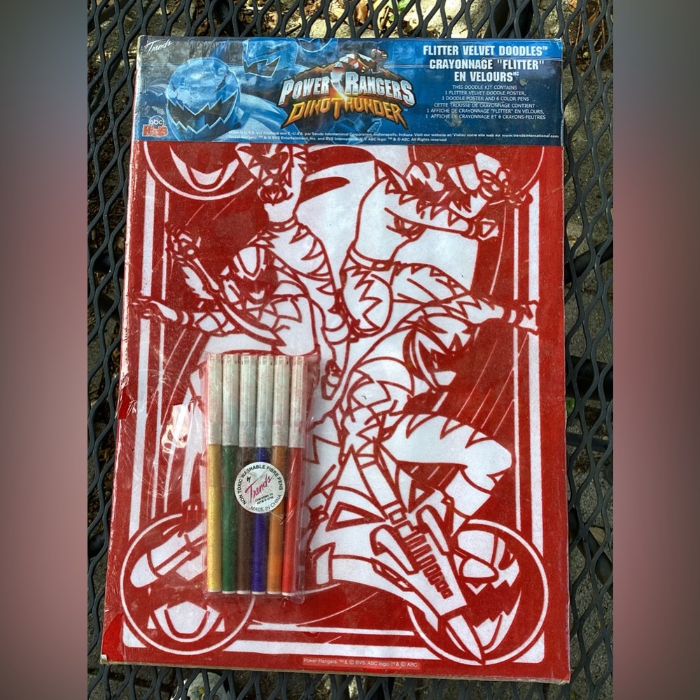Vintage Power Rangers Dino Thunder Flitter Velvet Doodles Kit (NIP)
